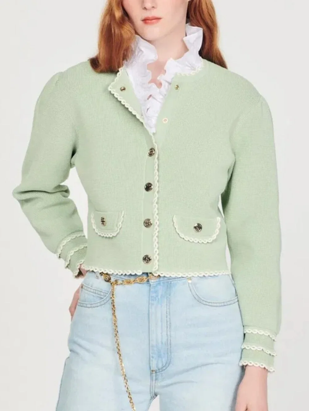Sandro Analouise Contrast Trim Cardigan 2